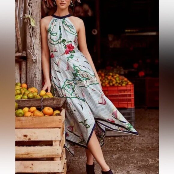 Anthropologie Eva Franco Cartographer Dress Asymmetrical Sleeveless Sz 2 - Picture 2 of 16